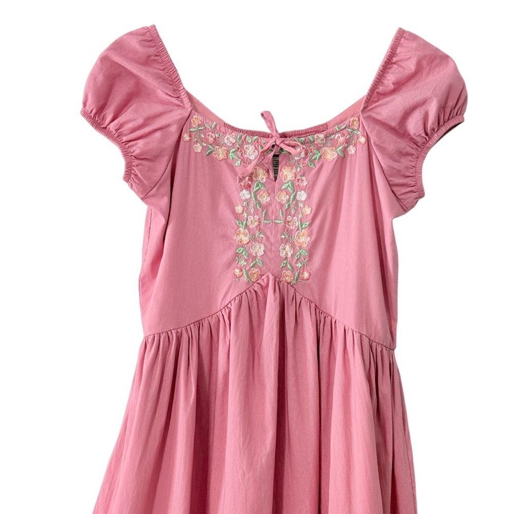 Cotton Garden Girl Pink  Embroidery Ruffled Hem Blueberi Boulevard Size Medium